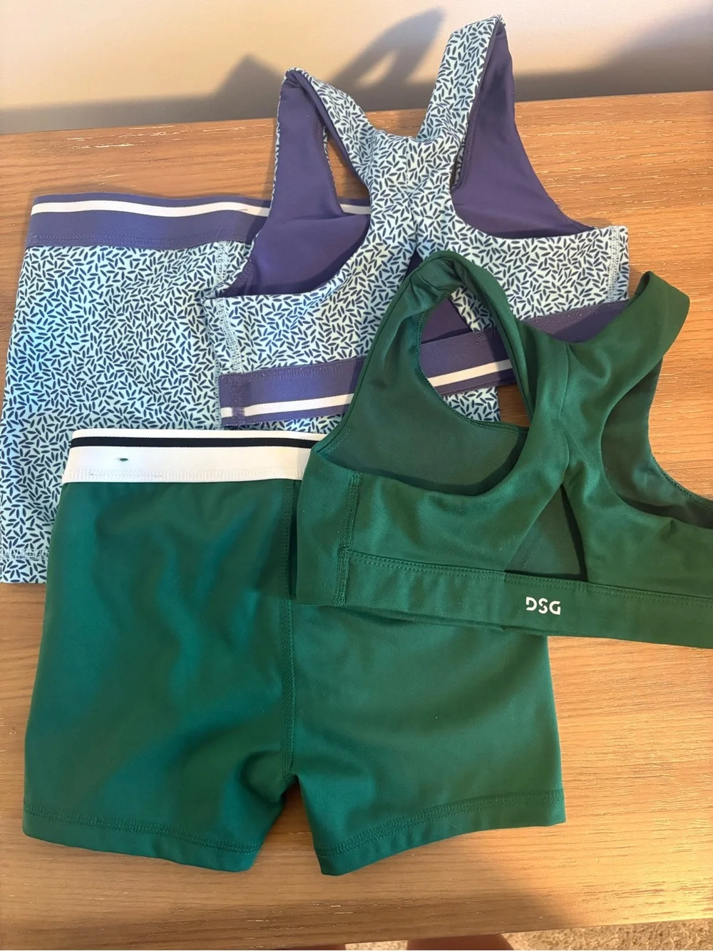 Girls Active Crop Top & Shorts Set - Green and Purple